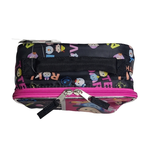 Disney Tsum Tsum Lunch Box Bag Insulated Black Pink Glitter Minnie Mouse Stitch - Picture 2 of 8